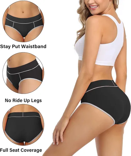 Miniatura 3 de wirarpa - Ropa interior elástica de algodón para mujer cómodas de media cintura pantaletas transpirables Multipaquete