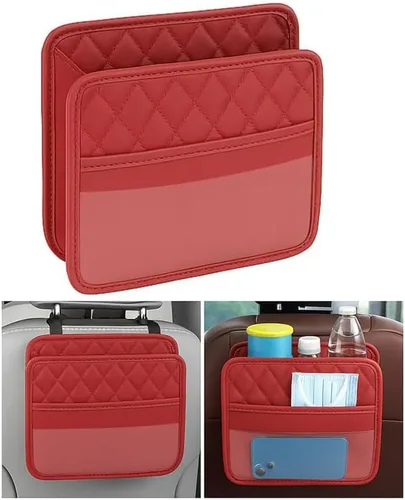 Miniatura 11 de Mandark Organizador de respaldo de asiento de automóvil, cuero PU, bolsillo de almacenamiento colgante para asiento trasero del vehículo, accesorios