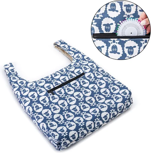 Miniatura 4 de YARWO Bolsa de hilo de tejer, bolsa de mano para agujas de tejer, hilos y proyectos sin finshell, regalos de Navidad y nuevos comienzos para Oveja