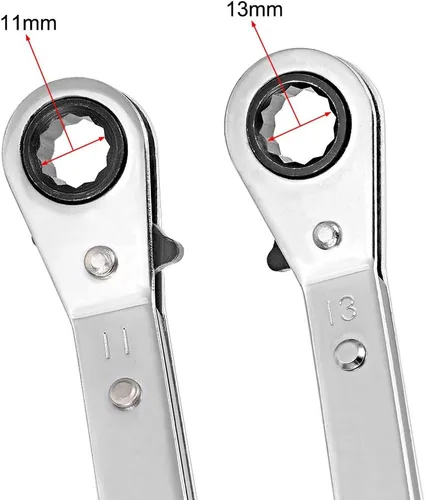Miniatura 3 de uxcell Llave de trinquete reversible, extremo de caja doble de 0.433 in x 0.512 in, Cr-V