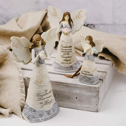 Miniatura 8 de Pabellón - Figura decorativa de ángel abuela de Elements - 8.0 pulgadas, sosteniendo un corazón, con la inscripción "El amor de una abuela calienta