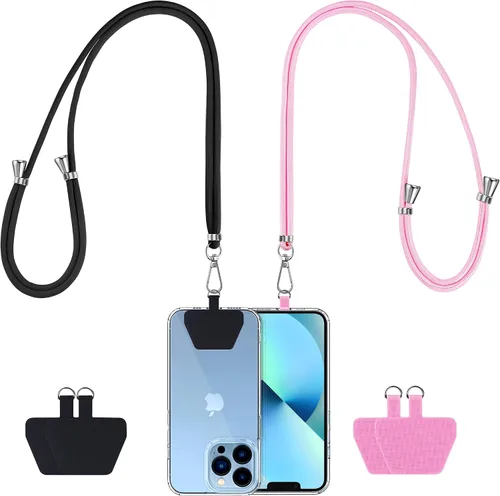 Miniatura 23 de CACOE Paquete de 2 cordones para teléfono, 1 correa ajustable para el cuello, 1 correa de muñeca, 2 almohadillas, cordones universales cruzados