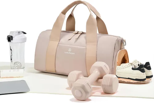 Miniatura 2 de Pequeña bolsa de gimnasio para mujer con bolsillo para ropa húmeda y compartimento para zapatos, linda mini bolsa deportiva para yoga
