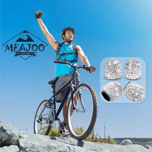 Miniatura 4 de 8 PCS Tapas de Válvula de Vástago de Neumático con Diamantes de Cristal Brillante, Tapas de Válvula de Neumático de Coche a Prueba de Polvo Blanco