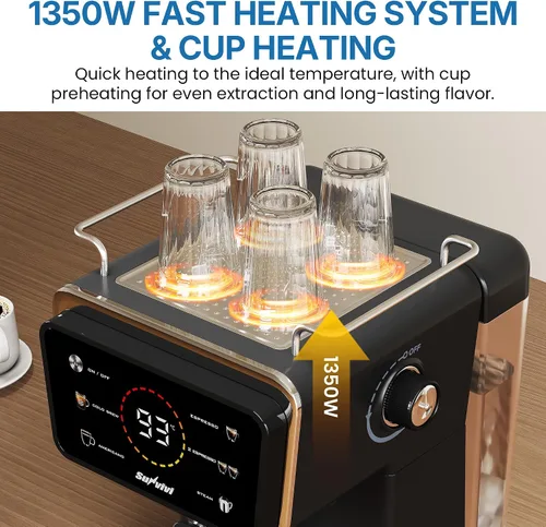 Miniatura 4 de Máquina de café expreso y americano con infusión fría, cafetera helada con infusión doble molida/cápsula, pantalla táctil, espumador de leche