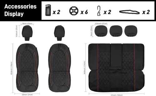 Miniatura 8 de CAROMOP Juego completo de fundas de asiento de automóvil de cuero PU de lujo, protectores de asiento impermeables con fundas de asiento de banco