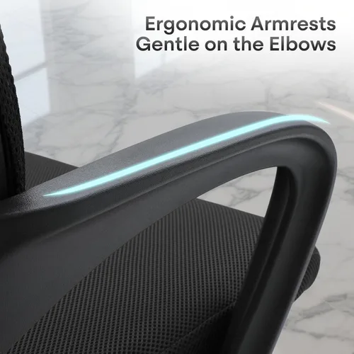 Miniatura 7 de Silla de oficina ergonómica, 330 libras, silla de escritorio de malla transpirable con soporte lumbar y reposabrazos, bloqueo giratorio de Negro