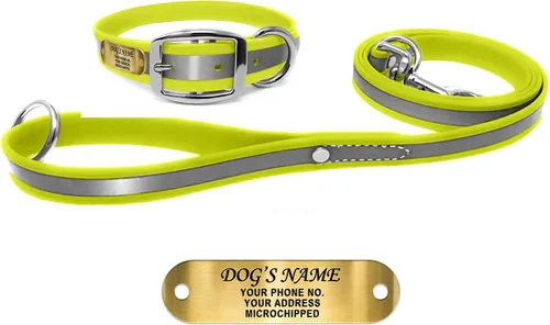 Miniatura 19 de Regal Dog Products Collar Reflectante para Perro con Placa de Nombre Grabada Personalizada Collares para Perro Personalizados de Biothane Rosa