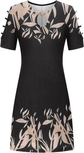 Miniatura 4 de Vestido de verano con hombros descubiertos para mujer, manga corta, recortado, minivestido camisero, floral, holgado, vestido corto casual