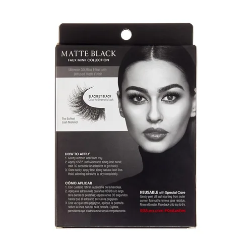 Miniatura 2 de KISS Pestañas postizas de color negro mate, Cheviot mate, 0.71 a 0.78 pulgadas, incluye 4 pares de pestañas, fáciles de aplicar, racimos de pestañas
