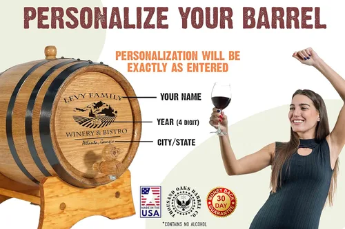 Miniatura 4 de Barril de envejecimiento de roble personalizado de 3 litros con soporte, moño y espita – Vino de la edad, aguamiel, cócteles, bourbon, whisky