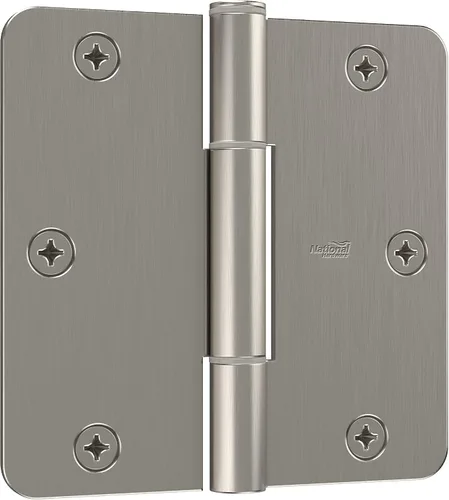 National Hardware Bisagras de protección contra chirridos de 5/8 pulgadas, esquinas cuadradas de radio de 3 unidades en níquel satinado N830-450