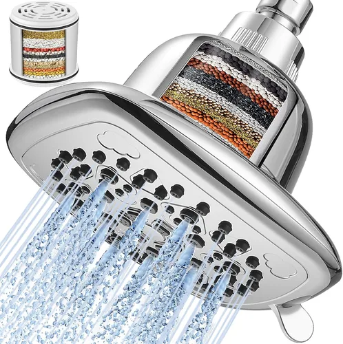 Miniatura 11 de Cobbe - Cabezal de ducha filtrado, 7 modos de alta presión - Juego de cabezal de ducha de 16 etapas para agua dura para eliminar el cloro y las A.