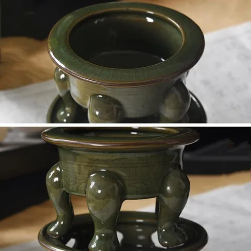 Miniatura 3 de Soporte para quemador de incienso, horno de tres secciones, celadón, reflujo, quemador de incienso, sándalo, horno de incienso para interiores