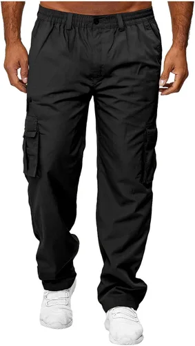 Miniatura 2 de THWEI Pantalones cargo para hombre, estilo casual, de algodón, con múltiples bolsillos, para senderismo, trabajo