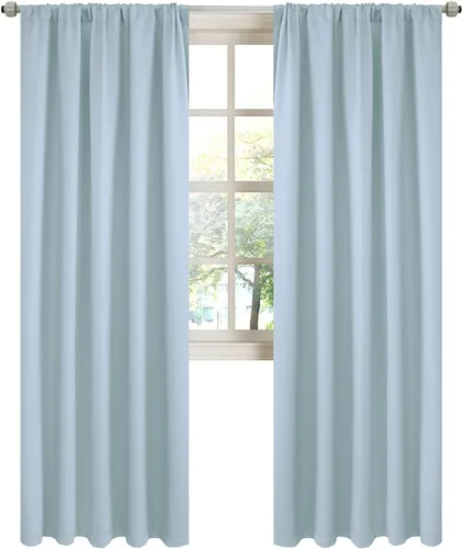 Miniatura 34 de LA PALMA Cortinas opacas con bolsillo para cortinero para sala de estar, bloqueo de luz, aislamiento térmico, reducción de ruido, cortinas