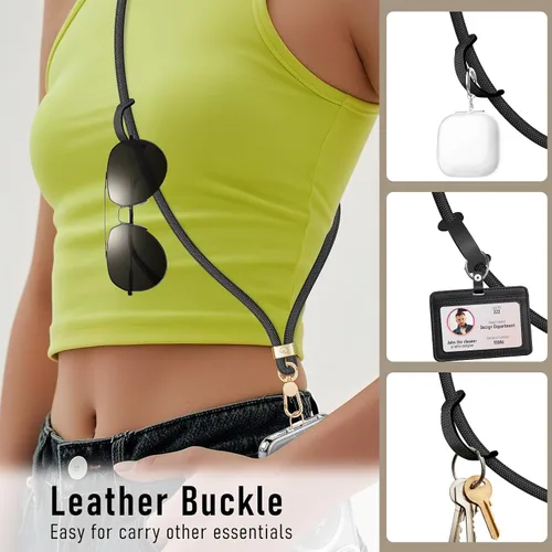 Miniatura 4 de Cordones para teléfono alrededor del cuello, correa cruzada para teléfono celular con hebillas de metal de primera calidad, soporte universal