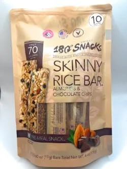 Miniatura 3 de 180 Snacks, Barra de arroz flaca, almendras y chispas de chocolate, 10 barras