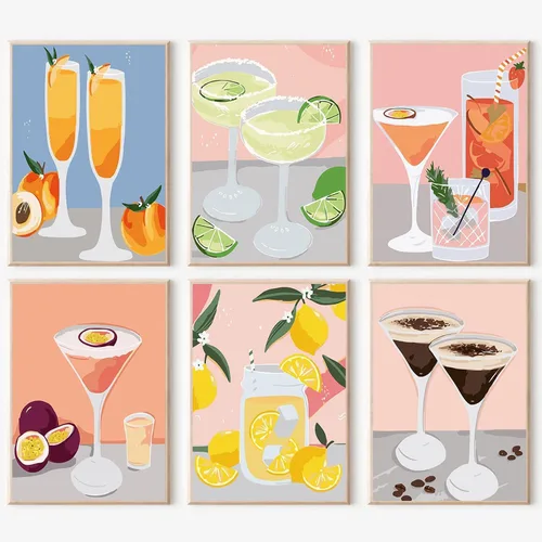 JATOK Paquete de 6 kits de pintura por números para adultos, kits de pintura para principiantes en lienzo de colores con símbolos claros, pintura
