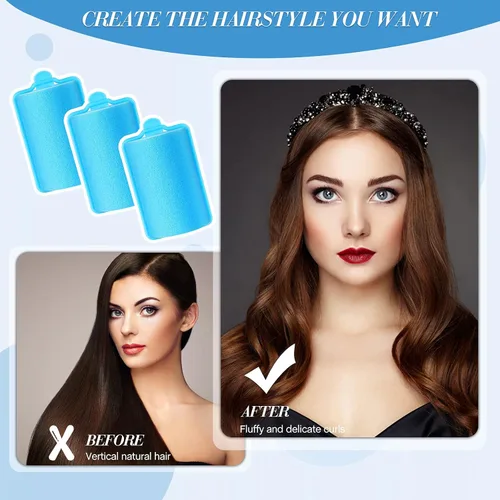 Miniatura 7 de Geyoga 18 rodillos de esponja para el cabello, rizadores grandes de espuma suave, rizadores de peluquería de gran tamaño para mujeres