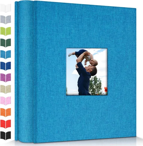 Miniatura 23 de Álbum de fotos Artfeel 4x6 con 300 bolsillos, álbumes de fotos deslizables, libro de memorias con cubierta de lino y ventana frontal, libro de fotos