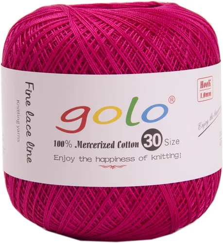 Miniatura 67 de Hilo de ganchillo golo para tejer a mano Tamaño 30, hilo para calados color Hibiscus-166 166-Hibiscu