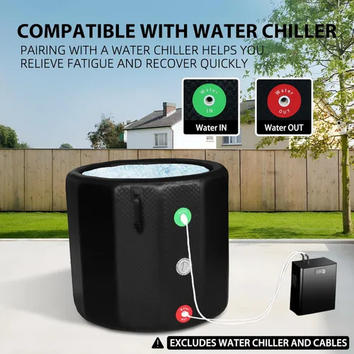 Miniatura 3 de TIGERXBANG Bañera de hielo, bañera de inmersión fría inflable, compatible con enfriadores de agua, tina de hielo portátil de 151.3 galones