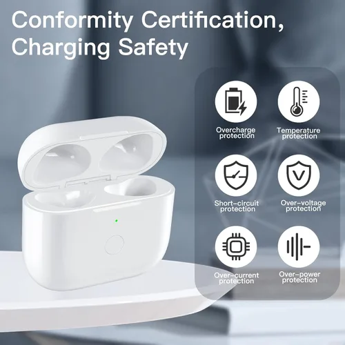 Miniatura 5 de Funda de carga inalámbrica de repuesto compatible con AirPod de 3ª generación, funda de cargador Air Pod 3 con botón de sincronización de Blanco