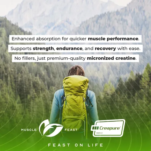 Miniatura 6 de Muscle Feast Creapure - Polvo de monohidrato de creatina micronizado Pre-entrenamiento o post-entrenamiento, premium Creatina para mujeres