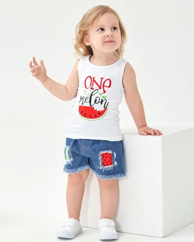 Miniatura 2 de Mikrdoo Ropa para bebé niña pequeña, trajes de verano camisas, tops rasgados pantalones cortos de mezclilla conjunto de ropa para niña pequeña