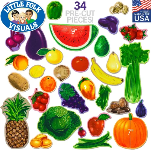 Miniatura 2 de Little Folk Visuals Juego de 34 piezas de fieltro precortadas de frutas y verduras