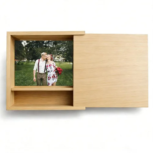 Miniatura 8 de Caja de regalo de madera pequeña personalizada con tapa deslizante, caja USB de recuerdo de madera personalizada con grabado láser con nombre