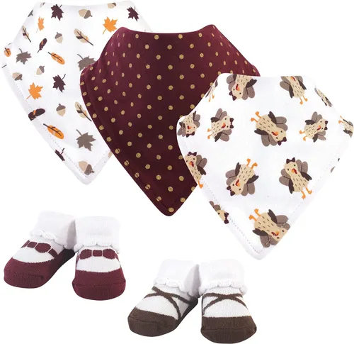 Miniatura 2 de Hudson Baby Conjunto de babero y calcetines unisex de algodón para bebé