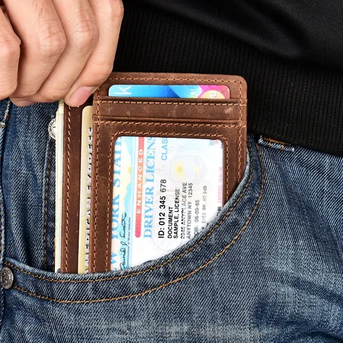 Miniatura 3 de Kinzd Cartera minimalista delgada con bolsillo frontal RFID para hombre
