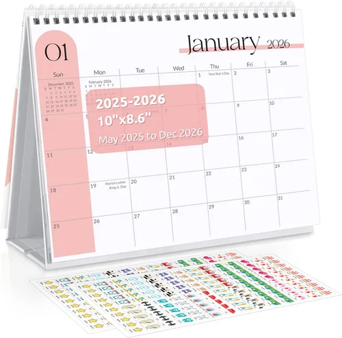 Miniatura 8 de SKYDUE Calendario de escritorio 2026, calendario de escritorio pequeño de 18 meses 2026-2027, enero de 2026 a junio de 2027, planificador