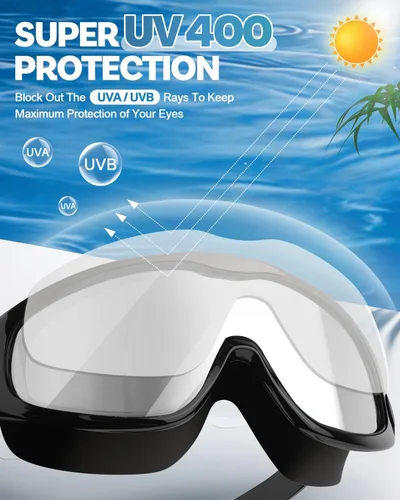 Miniatura 5 de Gafas de natación polarizadas, anti rayos UV y niebla, para adultos, unisex, sin fugas, gafas de natación para hombres, mujeres y jóvenes Chapado