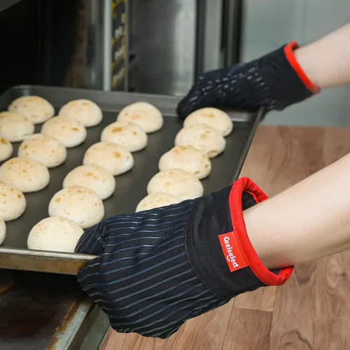 Miniatura 6 de Juego de guantes de horno y soportes para ollas, guantes de cocina resistentes al calor y soportes para ollas, juego de guantes de horno de silicona