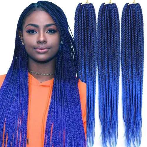 Miniatura 39 de 6 paquetes/lote (14/18/24/30) pulgadas, 0.4 in, 20 hebras por paquete, 3 extensiones de cabello trenzado de ganchillo finas, diámetro 3X
