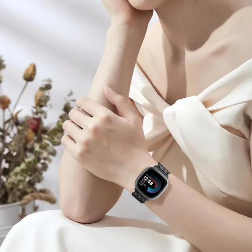Miniatura 7 de Correa trenzada compatible con Fitbit Versa 4 bandas para mujer/Versa 3/Sense 1/Sense 2, cierre magnético, tela de nailon con correas de hebilla