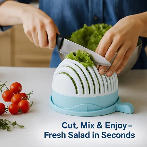 Miniatura 3 de Cortador de ensalada 2 en 1 y picador de verduras, máquina rápida de 60 segundos, plástico de grado alimenticio sin BPA, rebanador manual fácil
