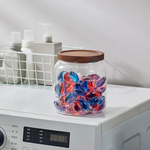 Miniatura 4 de Sweejar Tarros de vidrio para organización de la lavandería, contenedor de cápsulas de lavandería de medio galón, tarros de almacenamiento