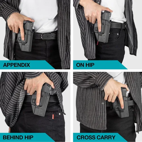 Miniatura 6 de Funda 1911 para Colt/Kimber/Springfield de 5'' sin riel, OWB Paddle/Molle/Clip Carry, opciones de liberación con el dedo índice y el pulgar, Molle &