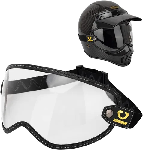 Miniatura 14 de Protector retro para casco de motocicleta, visera de burbujas, lentes de policarbonato de repuesto universal para casco completo de cara abierta