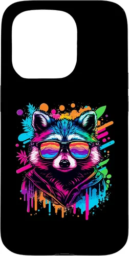 Miniatura 14 de Rainbow Raccoon Sunglasses Vaporwave Synthwave Retrowave Case for iPhone 17 Pro