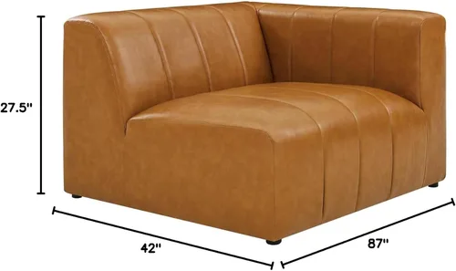 Miniatura 2 de Modway EEI-4513-TAN Bartlett - Sofá biplaza de cuero vegano de 2 piezas, color marrón