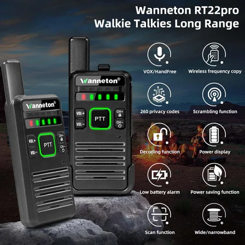 Miniatura 2 de Walkie talkies RT22pro Walkie Talkies inalámbricos de copia de frecuencia recargable para adultos, walkie talkies 4 unidades de largo alcance