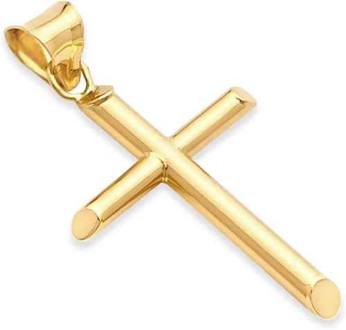 Dije de oro amarillo de 14 quilates, diseño de cruz religiosa, 5 tamaños diferentes disponibles