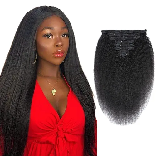 Miniatura 18 de Extensiones de cabello ondulado con clip, rizado natural, 100% cabello humano brasileño sin procesar, para mujeres negras (12 pulgadas)