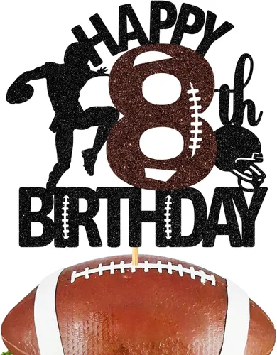 Miniatura 12 de Decoración para tartas de fútbol americano de 6 años, decoración de fiesta de cumpleaños de 6 años para niño