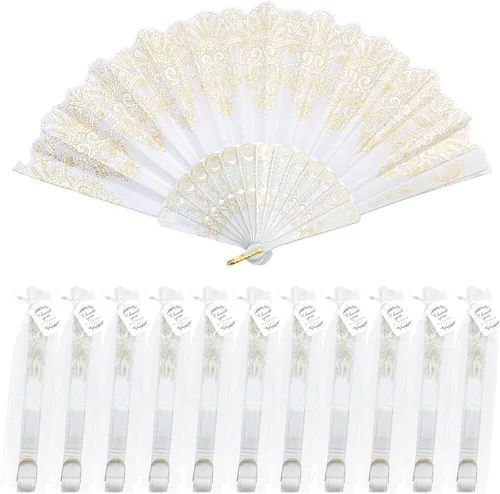 Miniatura 8 de EOSAU Abanicos plegables chinos de mano para mujeres, plegables a granel para fiestas, bodas, iglesias, bailes (10 colores mezclados)